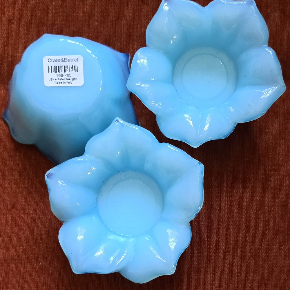 Crate&Barrel Blue Floral Vases Elegant Accents